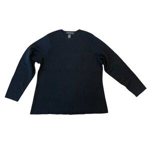 Dialogue Merino Wool Blend Long Sleeve Sweater Size 1X black fine gauge
